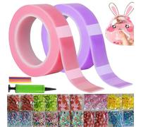 2PC Tape Bubbles Kit de Bulles de Ruban, Adhésif à Bulles Nano, Magic Bubble Tape, Bubble DIY Craft Kit, Nano Tape Bubble Kit avec Gonfleur, Pailles et Remplissage à Bulles (5CM*2 Violet + Rose)