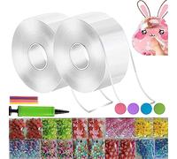 2PC Tape Bubbles Kit de Bulles de Ruban, Adhésif à Bulles Nano, Magic Bubble Tape, Bubble DIY Craft Kit, Nano Tape Bubble Kit avec Gonfleur, Pailles et Remplissage à Bulles (5CM+5CM)