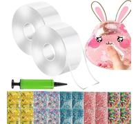 2PC Tape Bubbles Kit de Bulles de Ruban Adhésif à Bulles Nano, Magic Bubble Tape pour Les Cadeaux d'anniversaire, Bubble DIY Craft Kit, Transparente Set avec Gonfleur et Remplissage à Bulles (3CM+5CM)