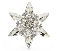 2pc White Crystal Snowflake Brooches For Women Unisex Shining Winter Flower Party Office Brooch Pins Gifts