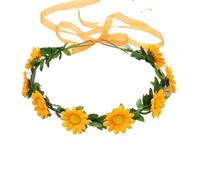 2pc Women Flower Crown Adjustable Bride Wedding Floral Headband Handmade Hair Band For Festival Party(Yellow)