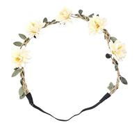 2pc Women Wedding Flower Headband Boho Flowers Headwear Headbands Hair Accessories Bride Wreath Beach Garland(Silver-1)