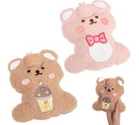 2pcs 0.5l Small Hot Water Bottle Hot Water Bottle Bear Cute Cartoon Funny Blanket Plush Soft Hand Warmer Animals Mini Water Bag Portable Kids Women Seniors Belly Hands And Feet (A)