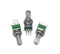 2PCS 09 type Potentiomètre simple connecté vertical 3 broches B10K 20K 50K 100KAlongueur axiale 15 mm manche fleur(100K Ohm)