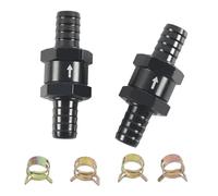 2Pcs 1/4" 5/16" 3/8" 1/2" Fuel Check Valve One Way Inline Non Return Diesel Gasoline Black 6mm 8mm 10mm 12mm OD with Hose Clamps(8mm)