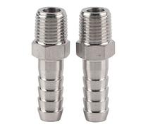 2pcs 1/4 pouce en acier inoxydable BSPT Connecteur de filetage mâle Joix de barbe Bargin Raccord de tuyau de tuyau pour l'équipement pneumatique (Bspt1 / 4-10 mm)