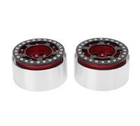 2PCS 1.9 Inch Beadlock Wheels Aluminum Alloy CNC Machining Universal RC Wheel Rims for Crawler High Performance Durable Lightweight Upgrade Parts for RC Climbing Cars (Red)