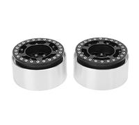 2PCS 1.9 Inch Beadlock Wheels Aluminum Alloy CNC Machining Universal RC Wheel Rims for Crawler High Performance Durable Lightweight Upgrade Parts for RC Climbing Cars (Black)