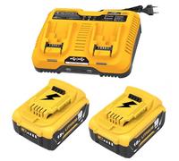 2pcs 10.0Ah/10000mAh Remplacement pour Dewalt Batterie +Double Port Chargeur DCB200 DCB201 DCB112 DCB115 DCB101 DCB204 DCB112 DCB115 DCB184 (2 * 10.0Ah Batterie+Double Port Chargeur)