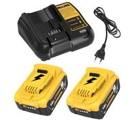 2pcs 10000mAh Compatible pour Dewalt 18V Batterie + 1pc 10,8~20V 3A DCB107 Compatible pour Dewalt Chargeur avec indicateur LED