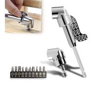 2PCS 105 Degree Right Angle Drill Adapter, Angle Screwdriver Adapter, Drill Bit Adapter for Tight Spaces, Corner Tool Screw Hub with Multi-function Bend Screwdriver Bit (A-Silver)