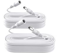 2pcs 10m Câble d'extension d'alimentation, câble d'extension DC 12V 5,5 mm x 2,1 mm Compatible avec l'adaptateur d'alimentation 12V DC ou Le Chargeur Mural pour caméra de sécurité CCTV (Blanc)