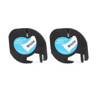 2Pcs 12mm Wide 13ft Long Oil Black on White Label Maker Tape for LM210D LP420 LM500TS, Clear Pet Material for Indoor Outdoor Labeling