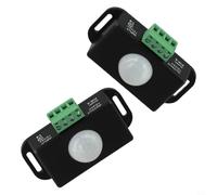 2pcs 12V-24V Infrarouge Interrupteur Interrupteur Capteur Contrôleur pour Bande LED, Détection de Mouvement avec Portée 5-8m, Angle de Détection 120°, Délai Réglable 1-10 Min, DC