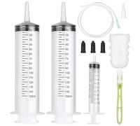 2PCS 150ml Plastique Seringue avec 1m Tube et 1 Seringue 10ml,en Réutilisable Seringue Plastique a Huile Seringue D’alimentation pour Vider les Bocaux de Liquide de Frein [Utilisation non médicale]