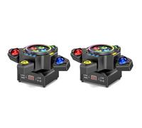 2PCS 150W Lyre LED Faisceau Tête Mobile Lumière de Scène, LED RGBW Jeux de Lumiere Wash Lumière de Fête avec Télécommande Stroboscope Doré pour Disco DJ Bar Mariage