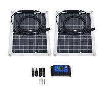 2Pcs 15W Panneau Solaire Panneau Solaire en Silicium Monocristallin Module Photovoltaïque avec Contrôleur 50A pour Voiture Yacht Bateau RV Alimentation Extérieure Léger Durable