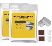 2Pcs 160g Repair Mud Iron Glue, High-Strength Metal Repair Adhesive for Welding,Waterproof Heat-Resistant and Sandable Adhesive, for Steel, Aluminum, Pipe, Tank, Automotive, Household Fixe (Gray)