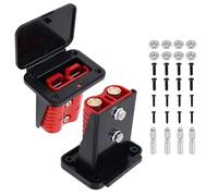 2pcs 175A Kits de Connecteurs Rapides Batterie, Étanches Base de Montage Batterie avec Couvercles Bornes Vis Écrous Compatibles avec Anderson Connecteur pour Voiture Camping-Car Bateau Treuil (Rouge)