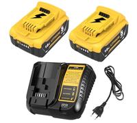 2pcs 18V 5.0Ah DCB200 Replacement pour Dewalt Battery +3A Charger pour Perceuse pour Dewalt Batterie DCB180 DCB181 DCB182 DCB184 DCB185 DCB201 DCB204