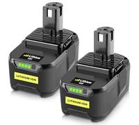 2pcs 18V 5,5Ah Remplacement pour Ryobi Batterie RB18L50 P108 RB18L40 RB18L25 RB18L15 RB18L13 P107 P122 P104 P105 P102 P103 avec Indicateur LED