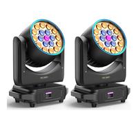 2Pcs 19x20W Lyre LED + 60 Perles, RGBW Zoom Wash avec Bande LED d-mx512 Activé par le Son pour Scène Soirée Club DJ Mariage