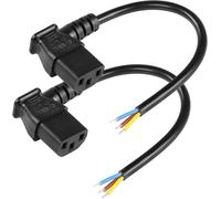 2PCS 1FT 90 degrés Droit IEC 320 C13 Femelle 3 Broches avec câblage Ouvert dénudé,câble d'alimentation de Remplacement Robuste C13 à Fil Nu,câble Ouvert en Queue de Cochon