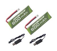 2PCS 1S 3.8V 80C 600mAh Batterie Li Connecteur JST PH-2.0 avec 2PCS Ligne de Chargement USB pour Cinewhoop Tinyhawk Micro FPV Racing Aéronefs RC hélicoptère
