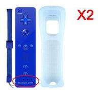 2pcs 2 en 1 Manette Wiimote Motion Plus pour Nintendo Wii et Wii U bleu foncée -