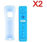 Manette Qumox 2pcs 2 en 1 Manette Wiimote Motion Plus pour Nintendo Wii et Wii U bleu -