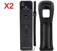 Manette Qumox 2pcs 2 en 1 Manette Wiimote Motion Plus pour Nintendo Wii et Wii U Noire -