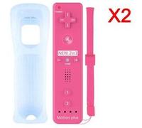 2pcs 2 en 1 Manette Wiimote Motion Plus pour Nintendo Wii et Wii U Rose -QUMOX® Rose G