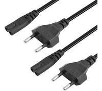 2pcs 2 Pin Mains Euro EU Power Socket Cable Fig.8 C7 AC Cable Copper Cable Compatible with Laptop Stereo CD PS2 Black 1.5M