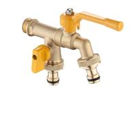 2pcs 2-Way Garden Hose Faucet Adapter Wall Mounted Ball Valve IBC Water Tank Connector Anti Rust Heat-resistant Pour Jardin(Color 1)