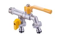 2pcs 2-Way Garden Hose Faucet Adapter Wall Mounted Ball Valve IBC Water Tank Connector Anti Rust Heat-resistant Pour Jardin(Color 2)