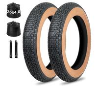 2PCS 20/26X4,0 Pouces Pneu Large pour Vélo Électrique avec Chambre À Air Et Levier 20/26 4,0 Pouces Pneu Anti-crevaison Compatible avec VTT Urbain Électrique De Banlieue(26x4.0)