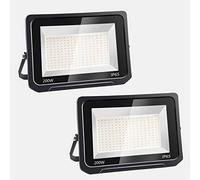 2pcs 200W 20000LM Lumières Extérieures 6500K Projecteur LED Ultra Mince Spot LED Extérieur Projecteur LED Extérieur Blanc Froid Lampe Projecteur IP65 Etanche Câble 0.75M [Classe énergétique A++]