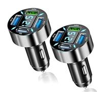 2Pcs 20W 4Ports Allume Cigare USB C avec LED Voltmètre | Chargeur Voiture Rapide 3.1 PD+Super Compatible avec iPhone 17 16 15 14 13 Max Pro Plus, Samsung, Android