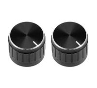 2Pcs 21x17mm Potentiomètre en alliage d'aluminium Contrôle du volume Bouton rotatif Trou d'arbre moleté Noir, pour bouton de volume de guitare à arbre de 6 mm de diamètre.