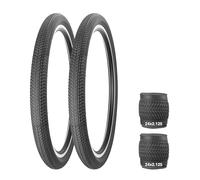 2PCS 24/26x2.125 Pneus de vélo Pliables 57-507/57-559 Compatibles avec VTT, Vélo pour Enfants/Vélos de Ville/BMX/Vélo de Plage (Noir, 24x2.125 pouces)