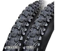 2pcs 26x2.35 Pneu Vélo, 26 2.35 Pneus Anti-crevaison pour VTT, Résistant et à Forte Adhérence, Motif de Sculpture Renforcé, Tout Terrain Route/Ville/Randonnée