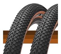 2pcs 27.5x2.10 Pneu Vélo VTT 60 TPI, 27.5 2.10 Résistant aux Crevaisons, Prêt Tubeless, Pneu de Montagne Tout Terrain avec Côté Brun