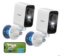 2PCS 2K Base Magnétique Camera Surveillance WiFi Exterieure sans Fil Batterie, Camera Extérieure/Intérieure, Vision Nocturne, PIR