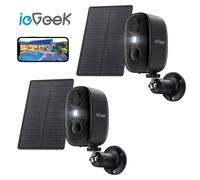 2PCS 2K Caméra Surveillance Extérieure Sans fil Solaire WIFI, Vision nocturne couleur, AI détection PIR, Audio bidirectionnel