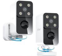 2PCS 2K Rotation à 180° Camera Surveillance WiFi Exterieure sans Fil, Caméra Batterie, Vision Nocturne Couleur, Audio