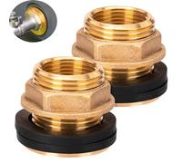 2pcs 3/4 Pouces Passage pour Citerne de Pluie, Traversée de Paroi en Laiton avec Joint en Caoutchouc, Raccord Citerne Eau de Pluie