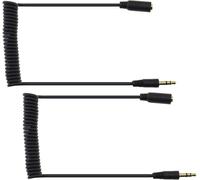 2pcs 3.5mm Prise Jack Stéréo Mâle à Prise Femelle Câble Adaptateur Enroulé en Spirale Casque Audio Printemps Fils d'extension Télescopique 1.2M