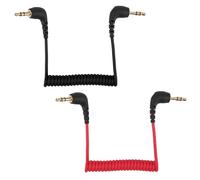 2pcs 3.5mm TRS Microphone Cable, Coiled Male to Male Audio Patch Cord Compatible with DSLR Cameras Mic 2 & Rode Microphone Wireless Pro (Red, Black)