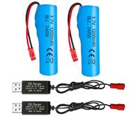 2PCS 3.7V 1200mAh Batterie Li-ION & 2PCS Ligne de Charge USB pour HJ819 DE819 Bateau télécommandé Huina 1337 1338 1516 1517 Véhicule d'ingénierie RC Jouet Voiture