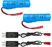 2Pcs 3.7V 1200Mah Batterie Lithium&Câble De Charge Usb Pour Hj819 De819 Huina 1337 1338 1516 Contrôle À Distance De La Batterie De La Voiture De Jouet